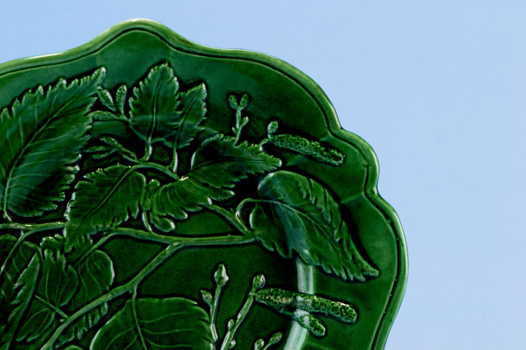 Green Majolica Serving Dish, English 19th Century