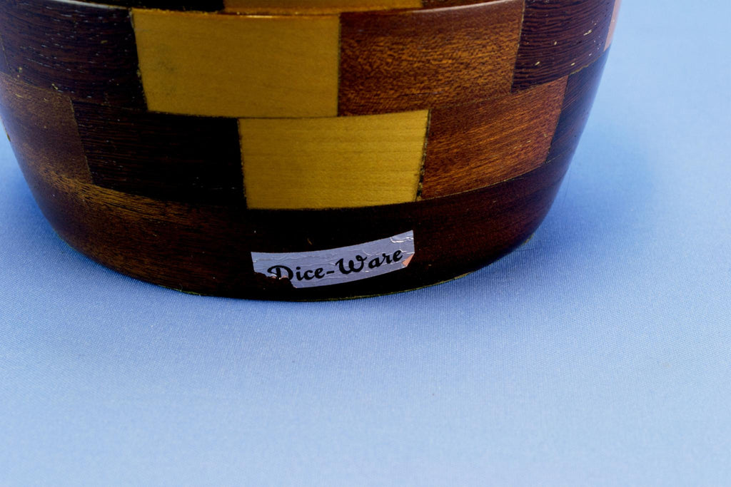 Ice Bucket Barrel in Chequered Wood, English 1950s