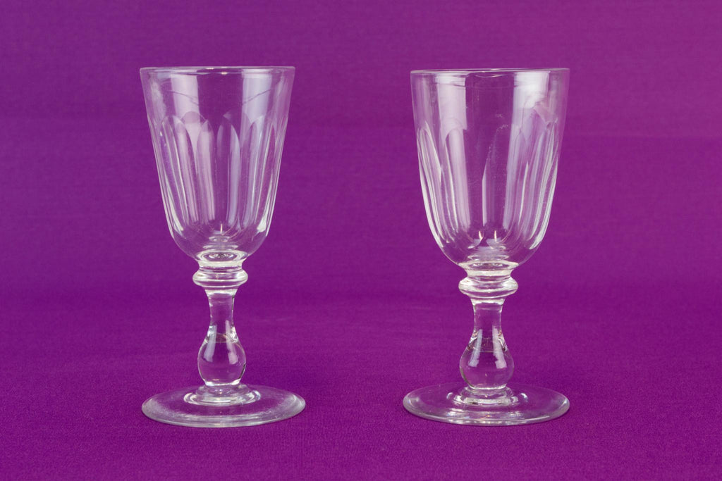 Two Sherry Schooners in Cut Glass, English Circa 1900
