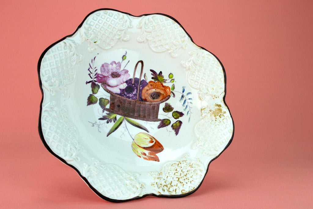 Stem Bowl with Painted Flowers, English Circa 1830