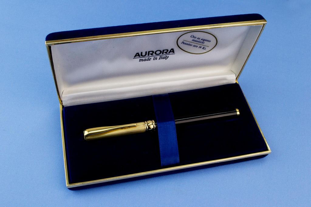 Aurora Sterling Silver Fountain Pen 14ct Gold