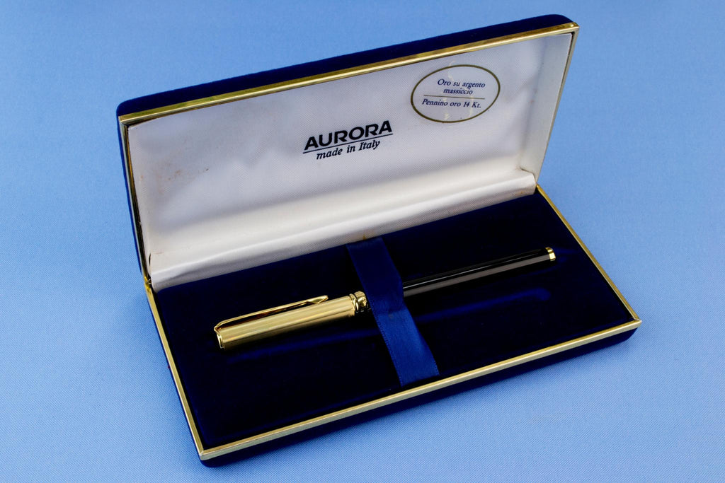 Aurora Sterling Silver Fountain Pen 14ct Gold
