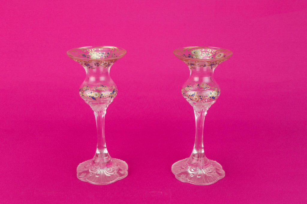 Pair of Glass Candlesticks by Rosenthal