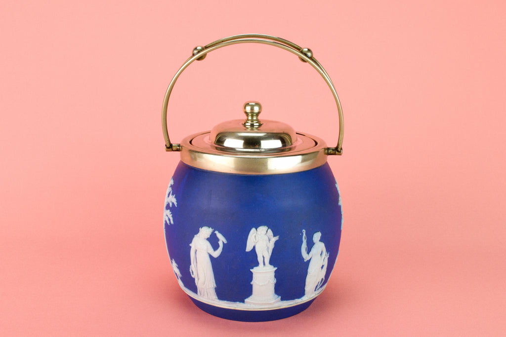 Blue Jasperware Ice Bucket by Wedgwood, English Circa 1900