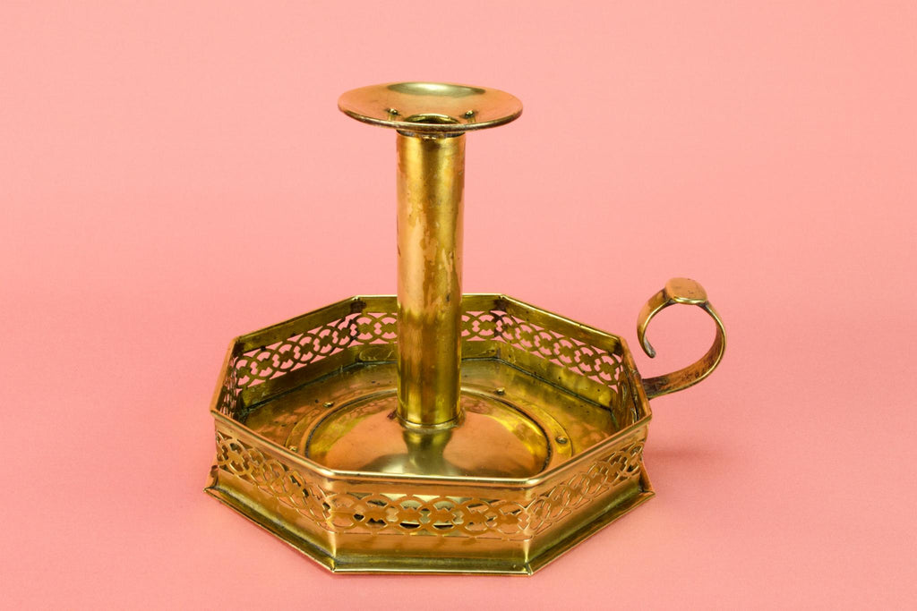 Arts & Crafts Candlestick in Brass, English Circa 1900