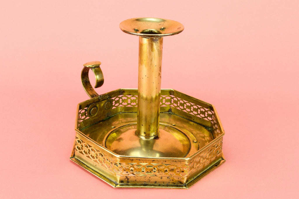 Arts & Crafts Candlestick in Brass, English Circa 1900