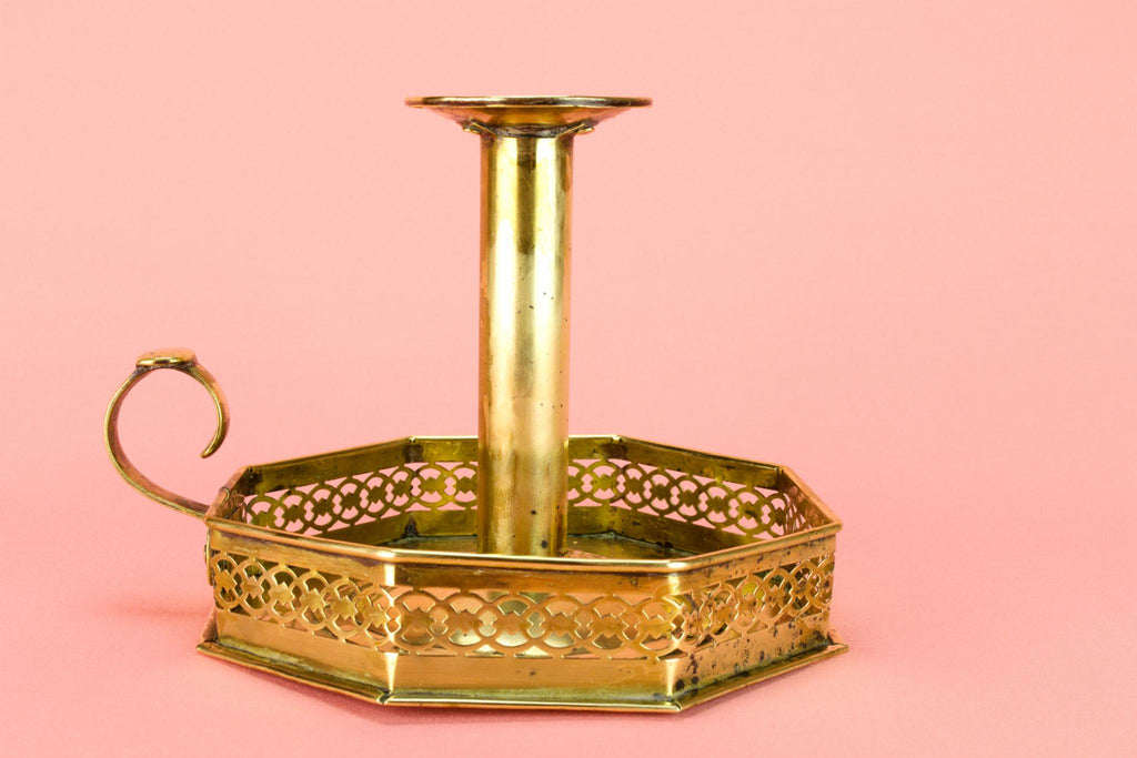 Arts & Crafts Candlestick in Brass, English Circa 1900