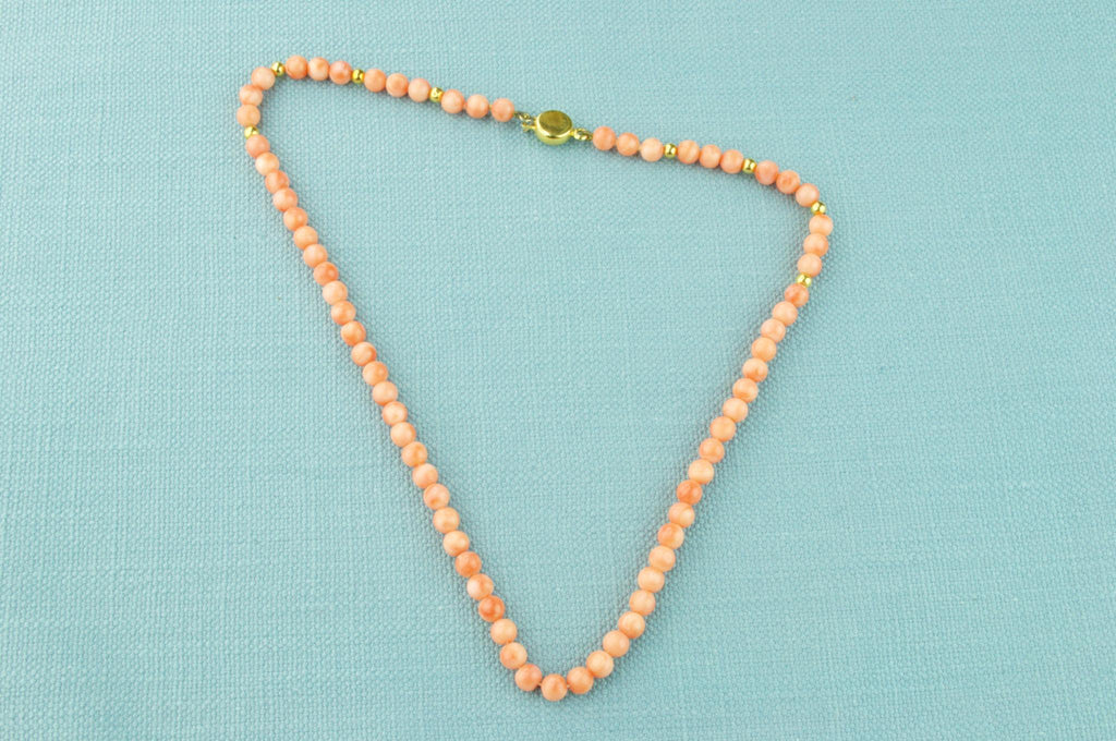 18ct Gold and Coral Beads Necklace Italian