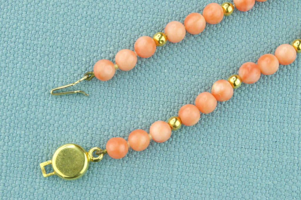 18ct Gold and Coral Beads Necklace Italian