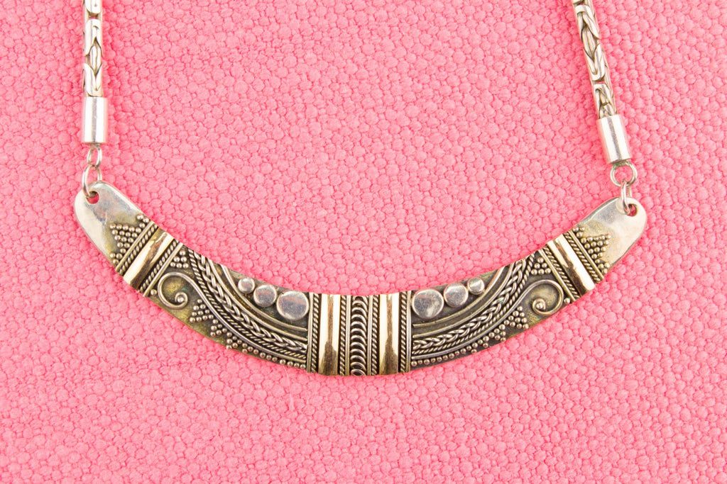 Sterling Silver and Gold Necklace