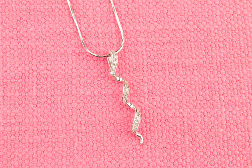 Diamond Necklace In 9ct White Gold