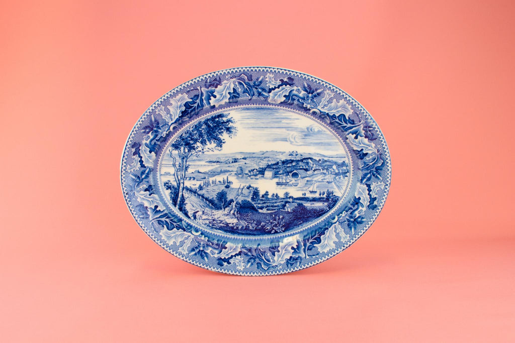 Historic America Platter in Blue and White by Johnson Brothers