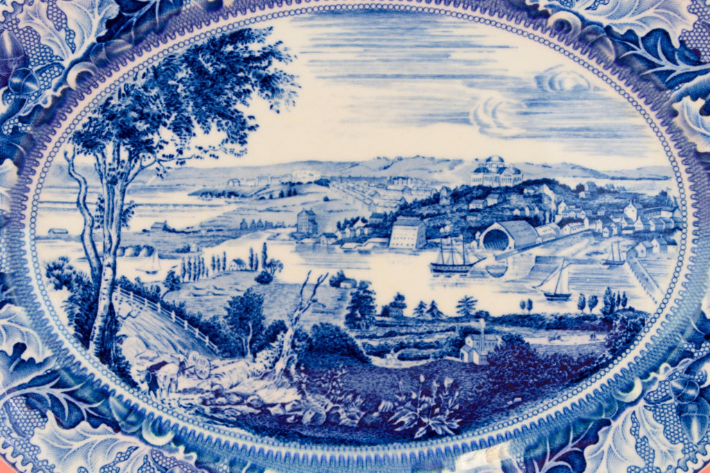 Historic America Platter in Blue and White by Johnson Brothers