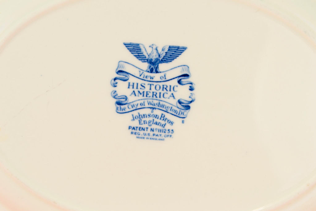 Historic America Platter in Blue and White by Johnson Brothers