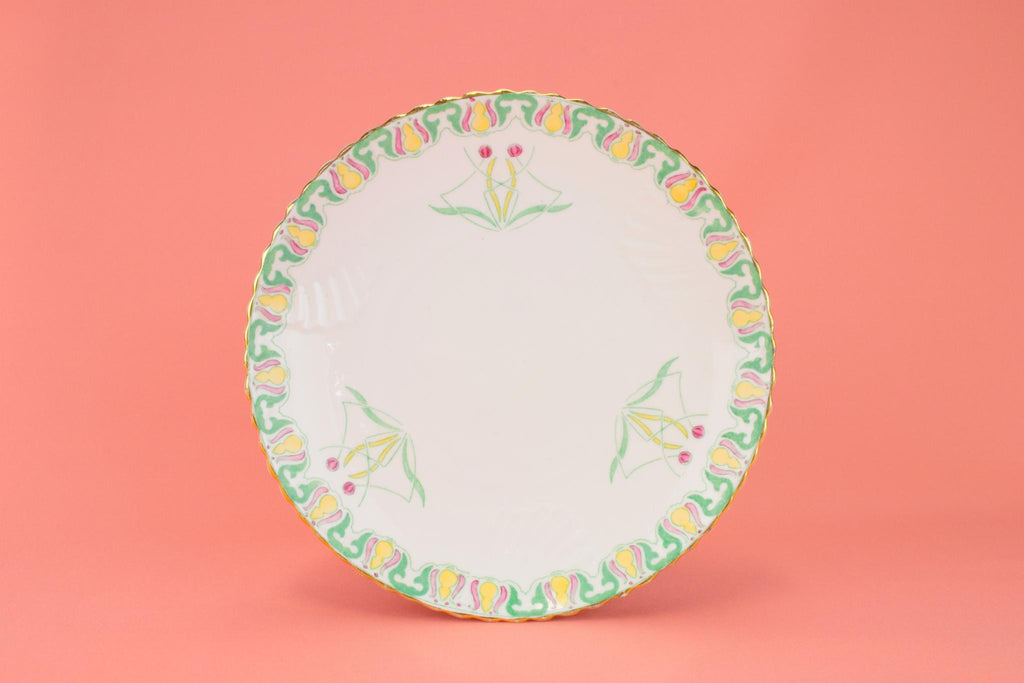 Dessert Plate in Bone China, English Art Nouveau 1890s