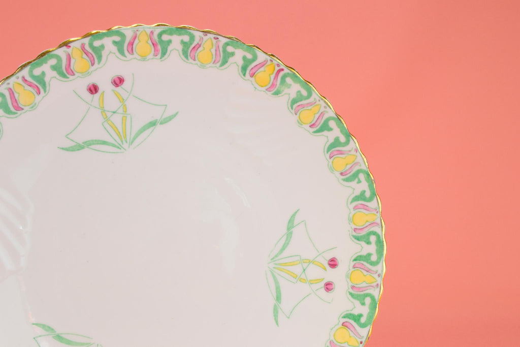 Dessert Plate in Bone China, English Art Nouveau 1890s