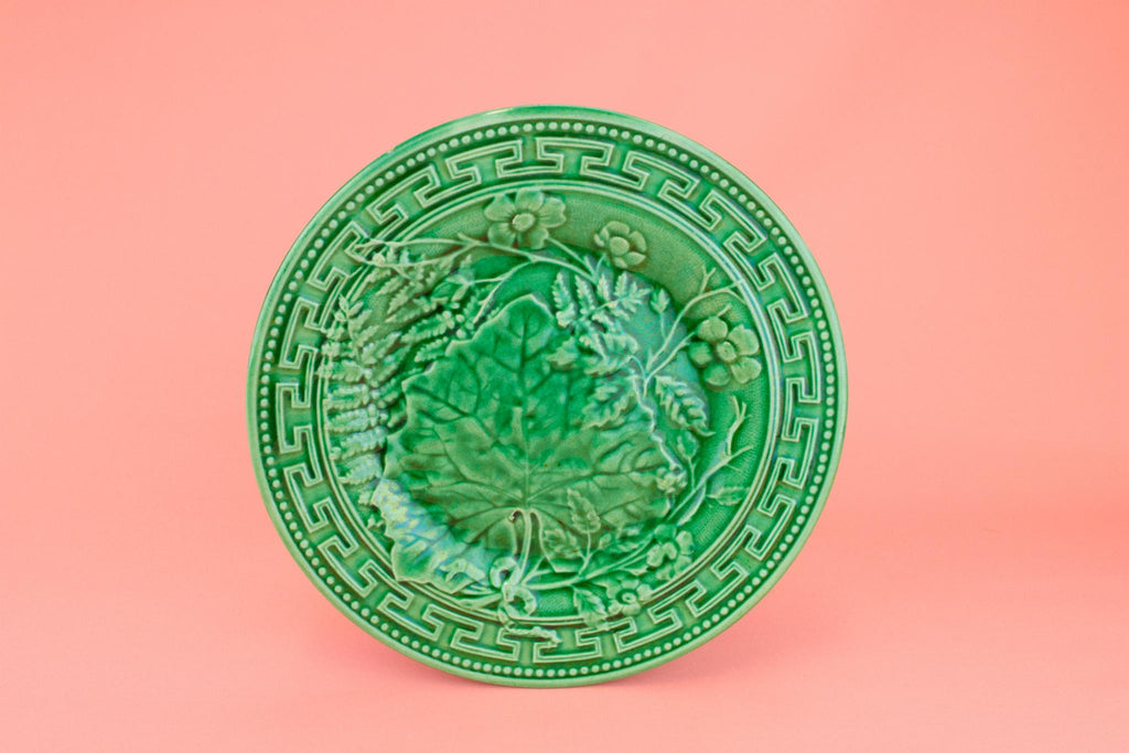 Majolica Dessert Plate Leaf Design, English 19th Century