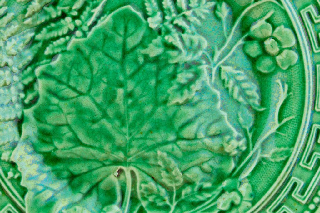 Majolica Dessert Plate Leaf Design, English 19th Century