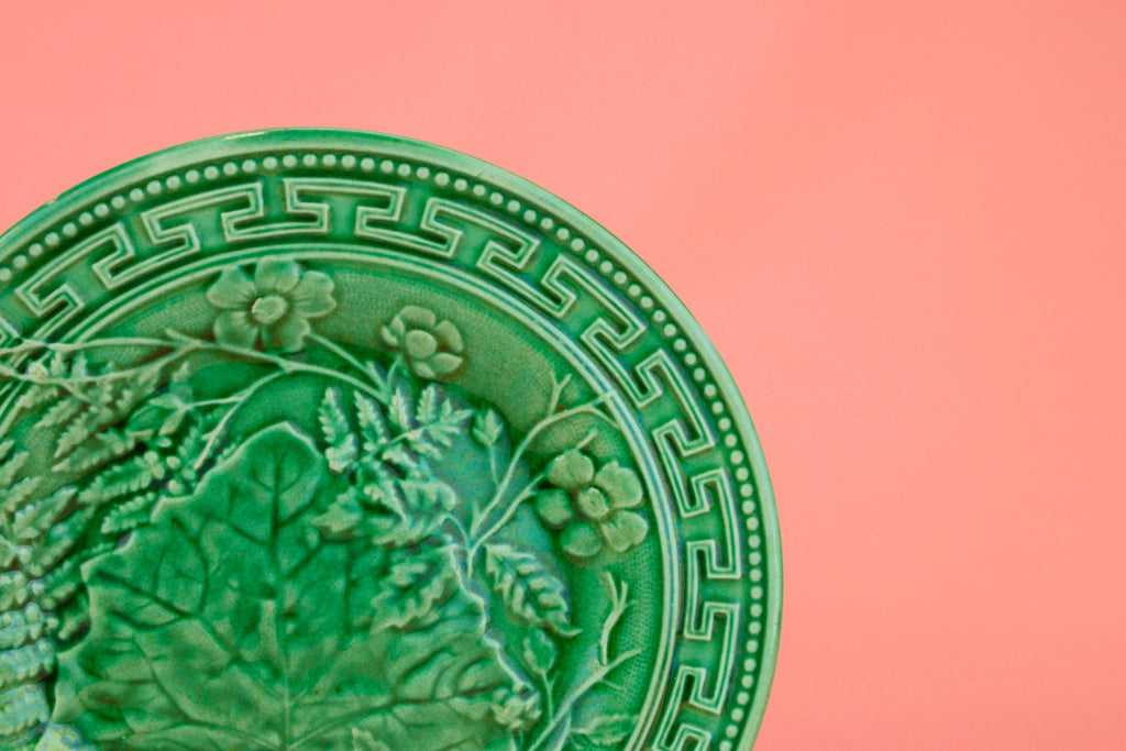 Majolica Dessert Plate Leaf Design, English 19th Century