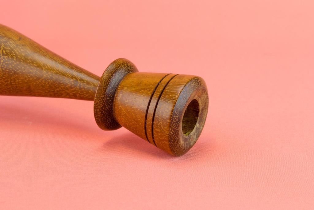 Polished Oak Candlesticks, English 1950s