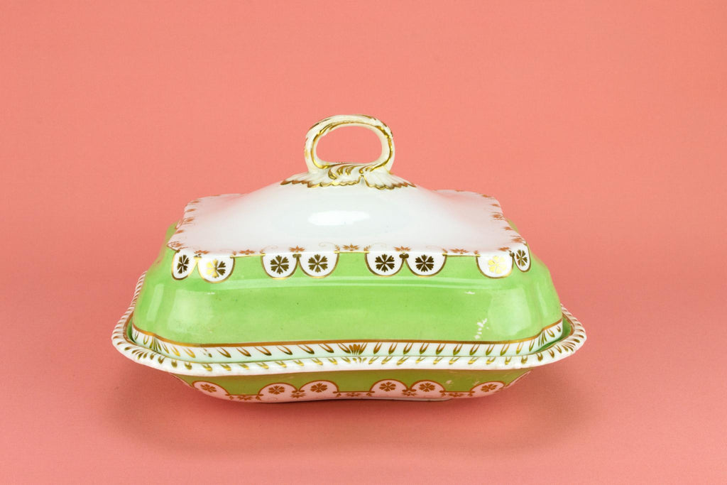 Apple Green Serving Dish and Lid, English 1830s