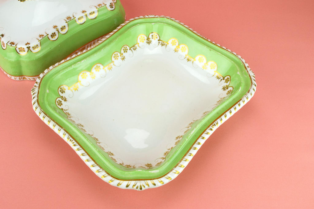 Apple Green Serving Dish and Lid, English 1830s
