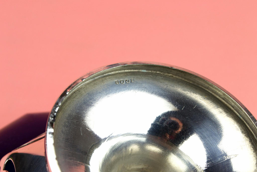 Serving Stem Bowl with Blue Glass Liner, English 1930s