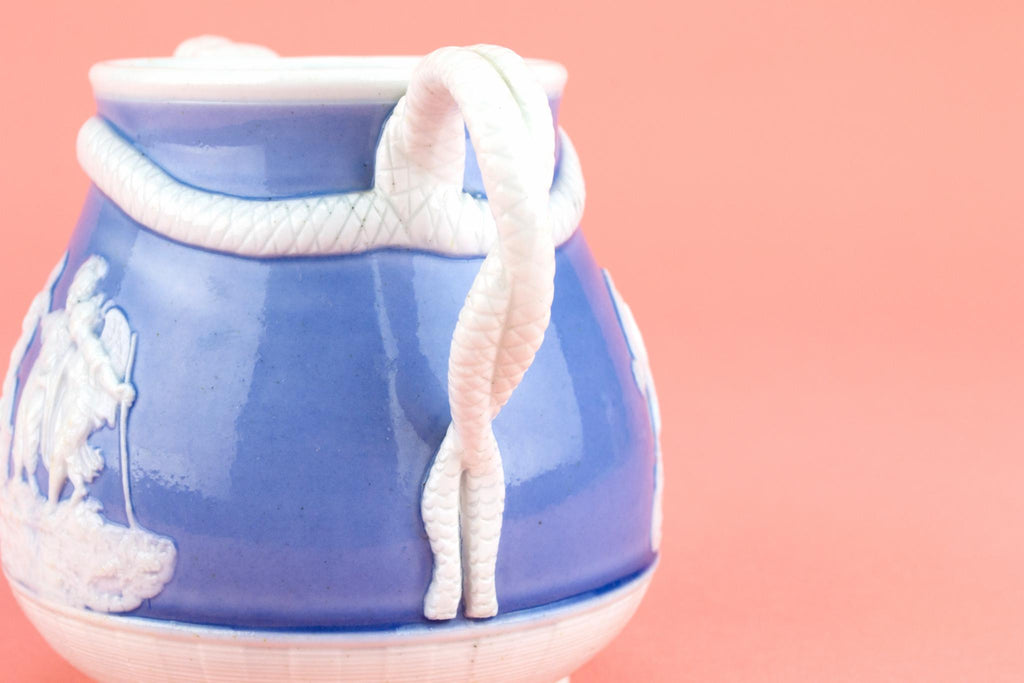 Blue and White Glass Milk Jug, English 19th Century