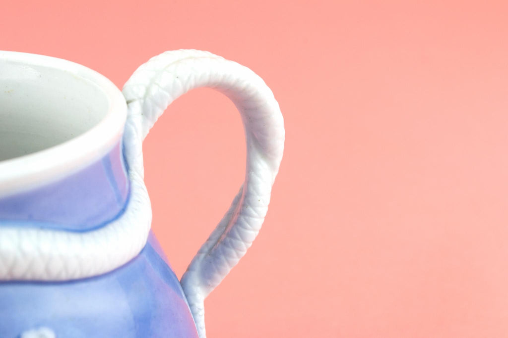 Blue and White Glass Milk Jug, English 19th Century