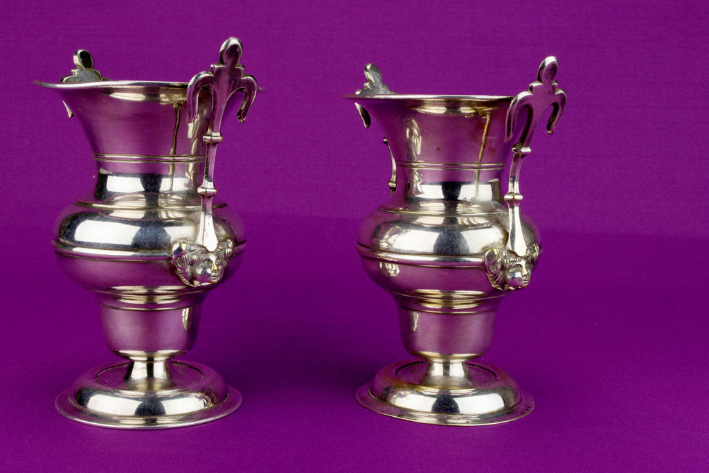 2 Silver Plated Small Table Vases, English 19th Century