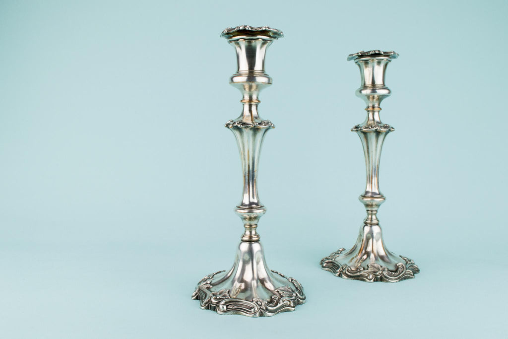 Silver Plated Candlesticks, English 19th Century