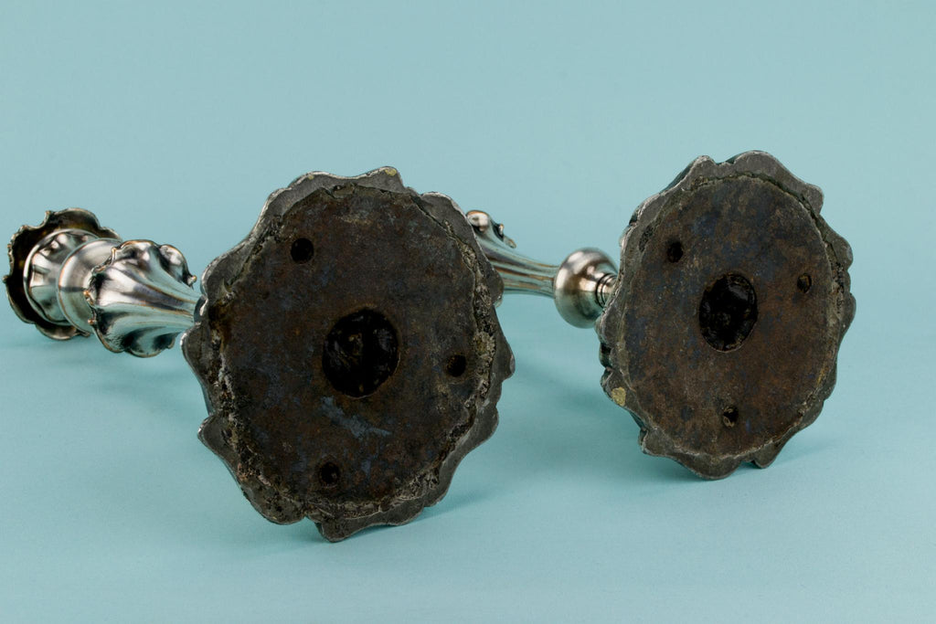 Silver Plated Candlesticks, English 19th Century