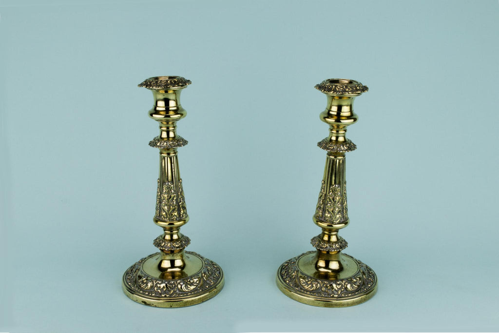 Georgian Brass Candlesticks, English Early 1800s