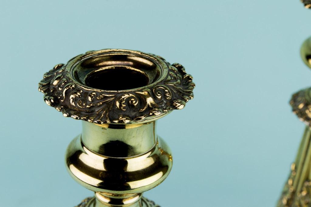Georgian Brass Candlesticks, English Early 1800s