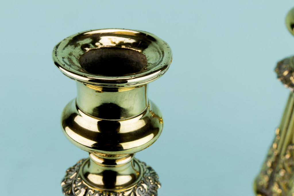 Georgian Brass Candlesticks, English Early 1800s