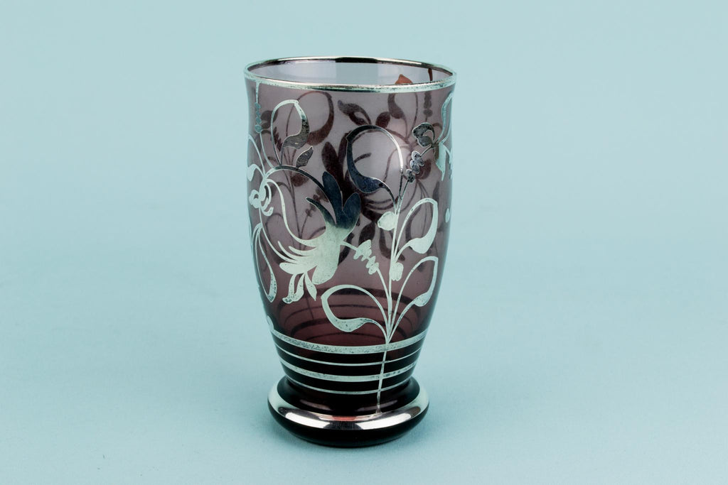 4 Cocktail Glasses with Silver Overlay, American Early 1900s