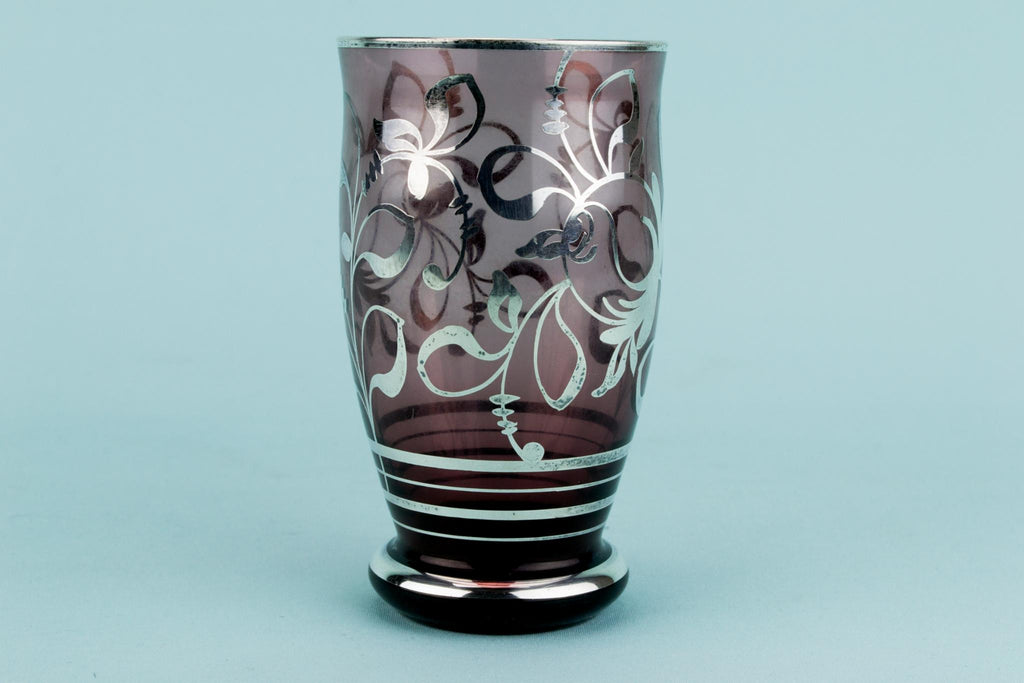 4 Cocktail Glasses with Silver Overlay, American Early 1900s