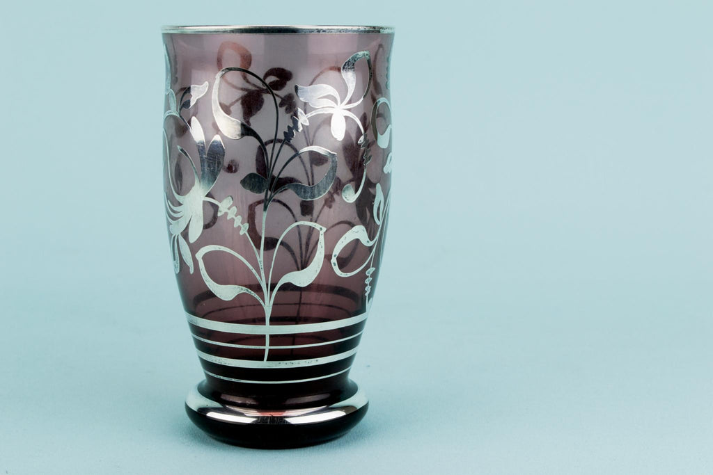 4 Cocktail Glasses with Silver Overlay, American Early 1900s