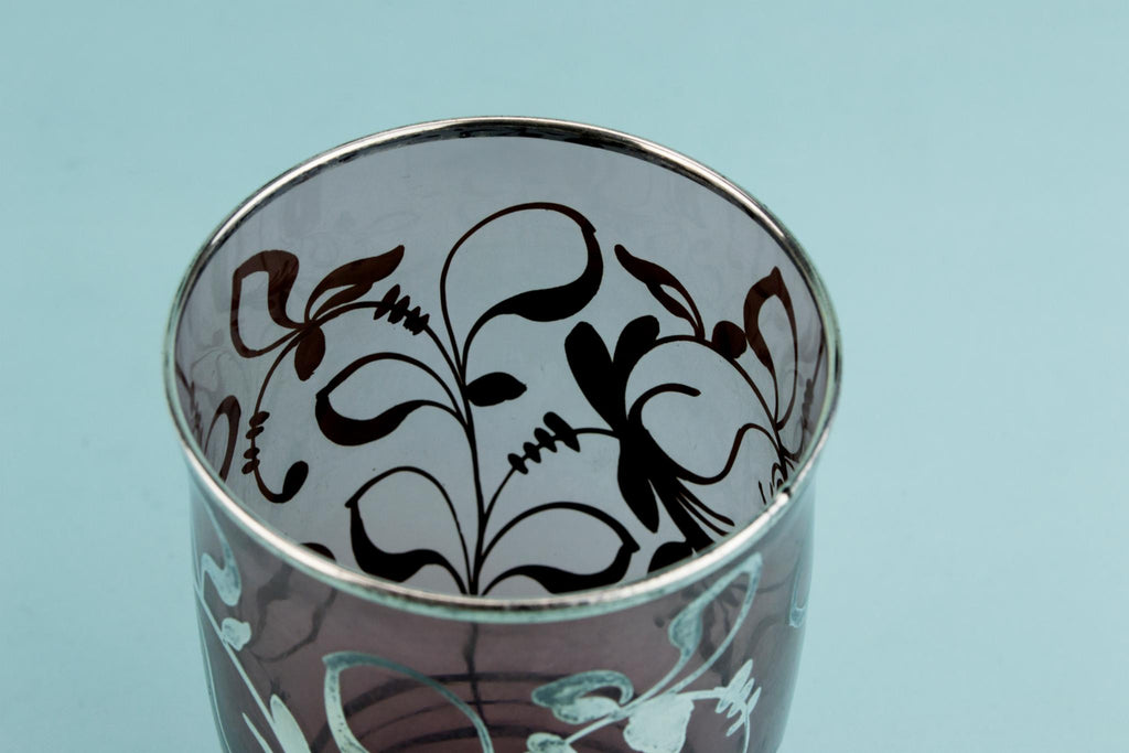4 Cocktail Glasses with Silver Overlay, American Early 1900s