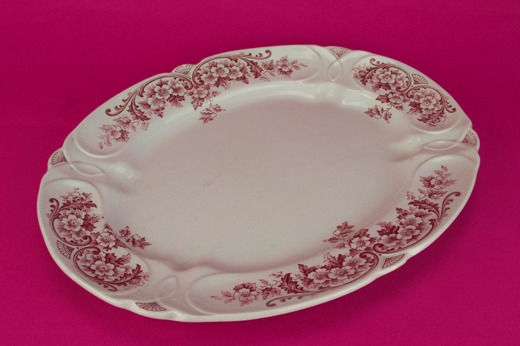 Red and White Serving Platter, English 1890s