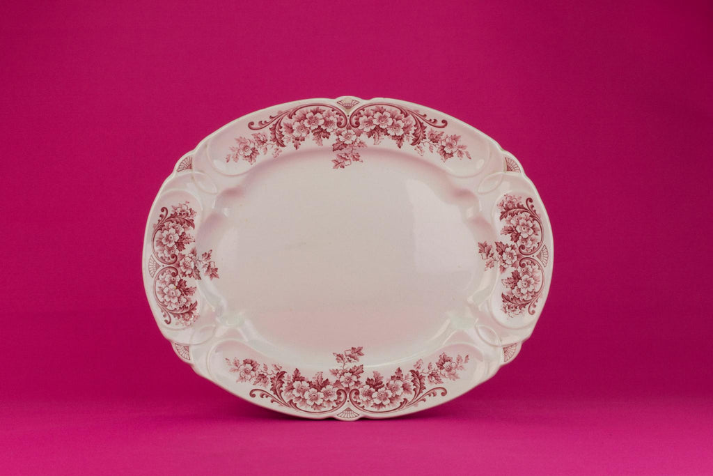 Red and White Serving Platter, English 1890s