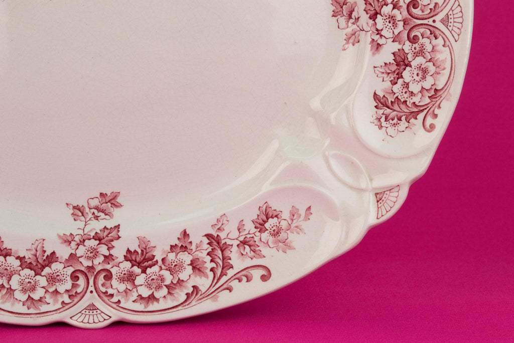 Red and White Serving Platter, English 1890s