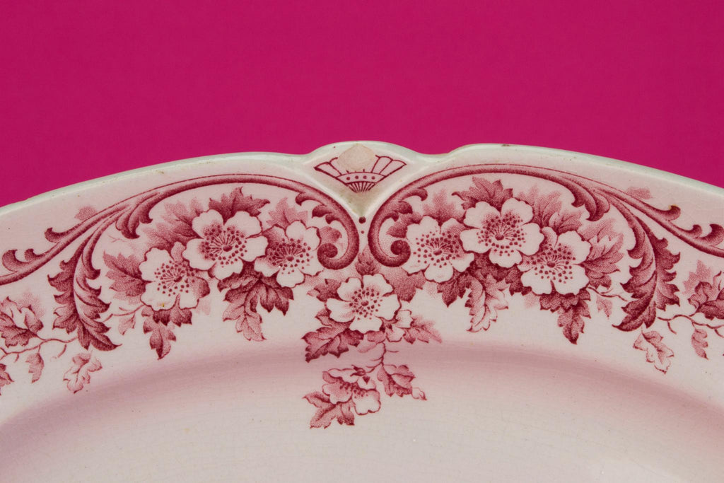 Red and White Serving Platter, English 1890s