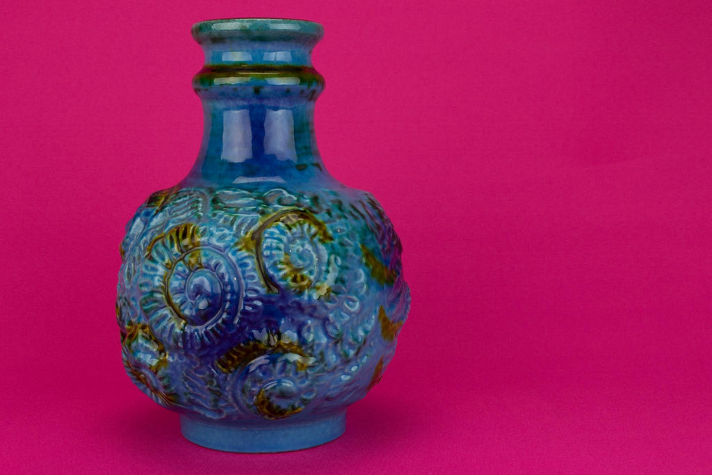 Blue Lava Vase by Carstens, German Circa 1970