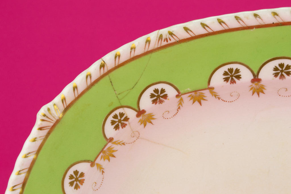 Serving Platter in Green by Bloor Derby, English 1830s