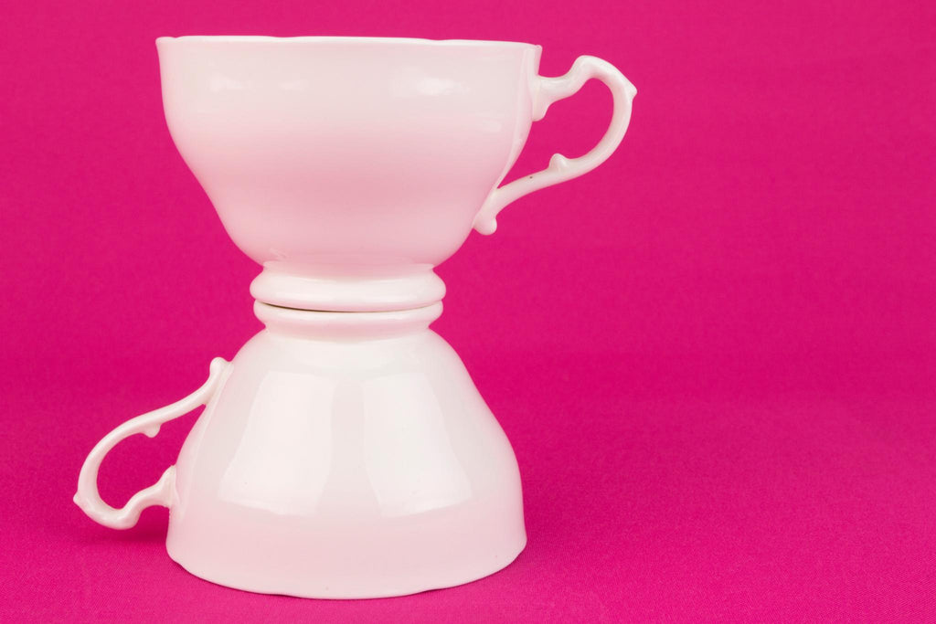 White Bone China Teacup and Saucer, English 1930s