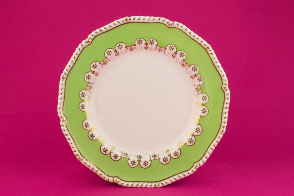 6 Bloor Derby Dinner Plates in Green, English 1830s