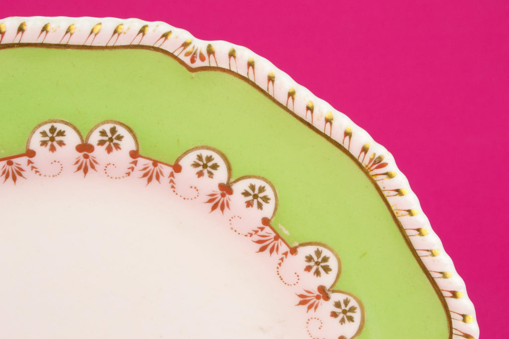 6 Bloor Derby Dinner Plates in Green, English 1830s