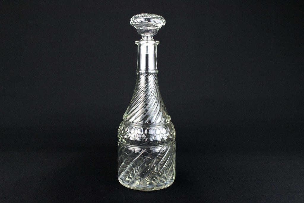 Medium Port Or Sherry Moulded Glass Decanter, English Early 1900s