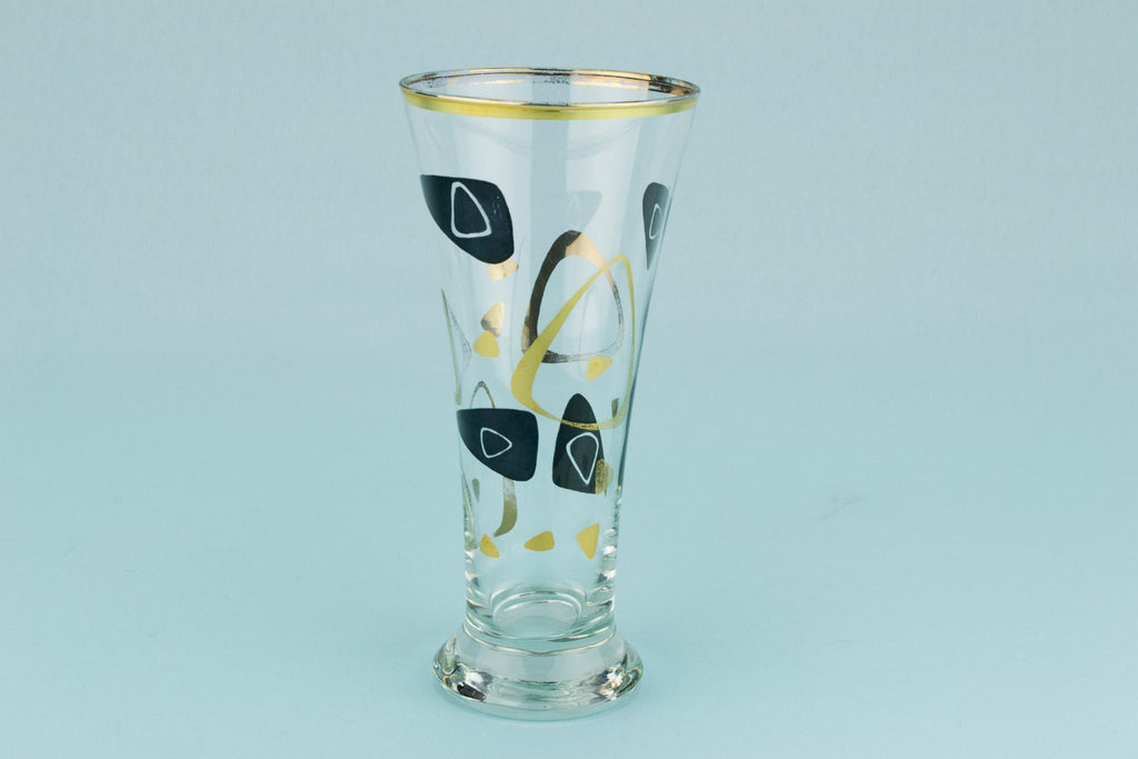 2 Gilded Beer Glasses, English 1960s